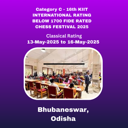 Category C - 16th KIIT INTERNATIONAL RATING BELOW 1700 FIDE RATED CHESS FESTIVAL 2025