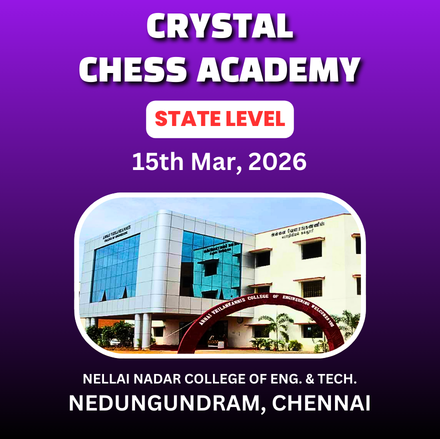 ⭐CRYSTAL CHESS ACADEMY⭐ 2nd TAMIL NADU STATE LEVEL CHILDREN'S CHESS TOURNAMENT - 2026
